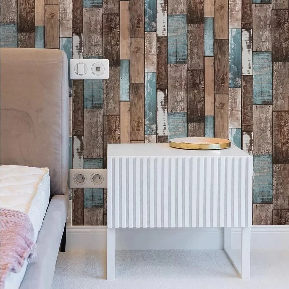 Wood Plank Wallpaper Peel & Stick Self Adhesive Removable Shiplap Distressed 1 R